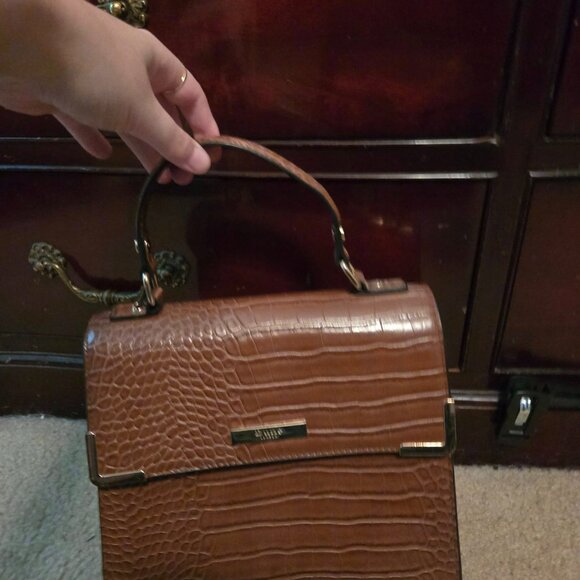 Dune London Brown Faux Croc Embossed Crossbody Purse - Picture 4 of 11